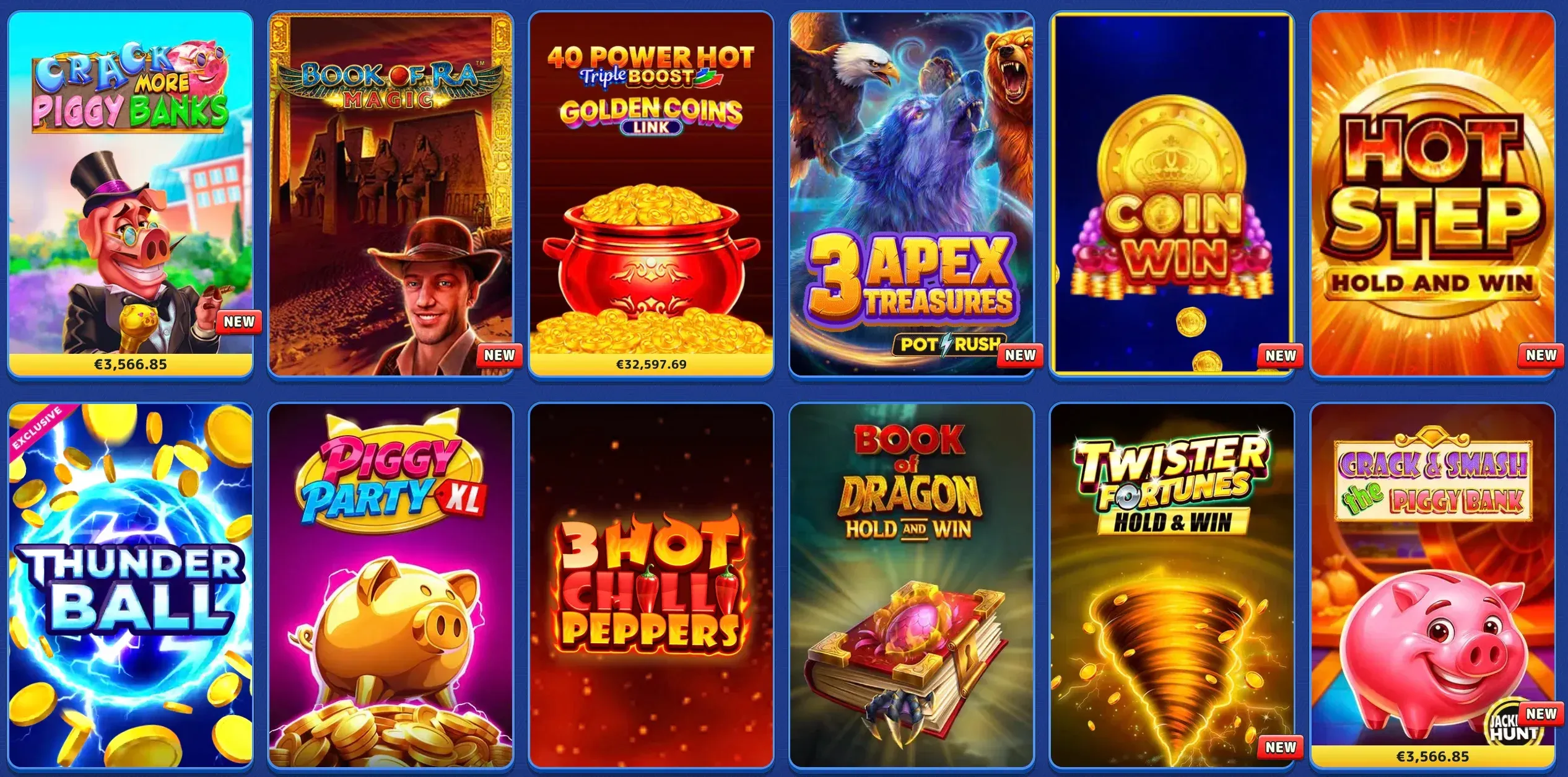 Games collection at Pistolo casino